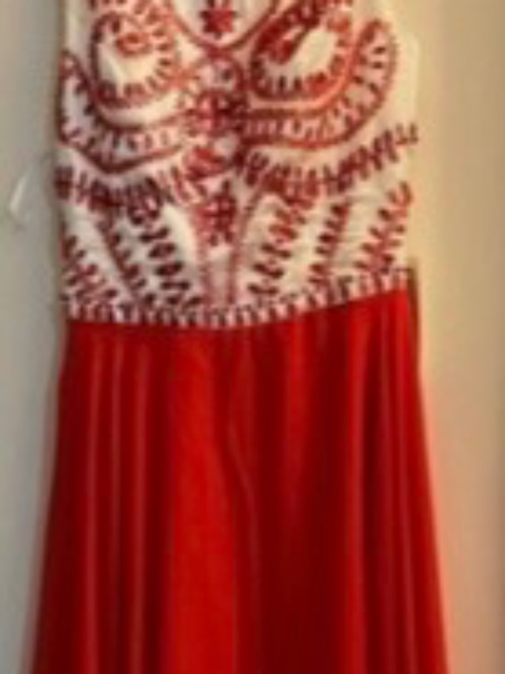 Grace Karin Sequined Maxi Dress Size 6 NWT, White and Red, Beautiful!